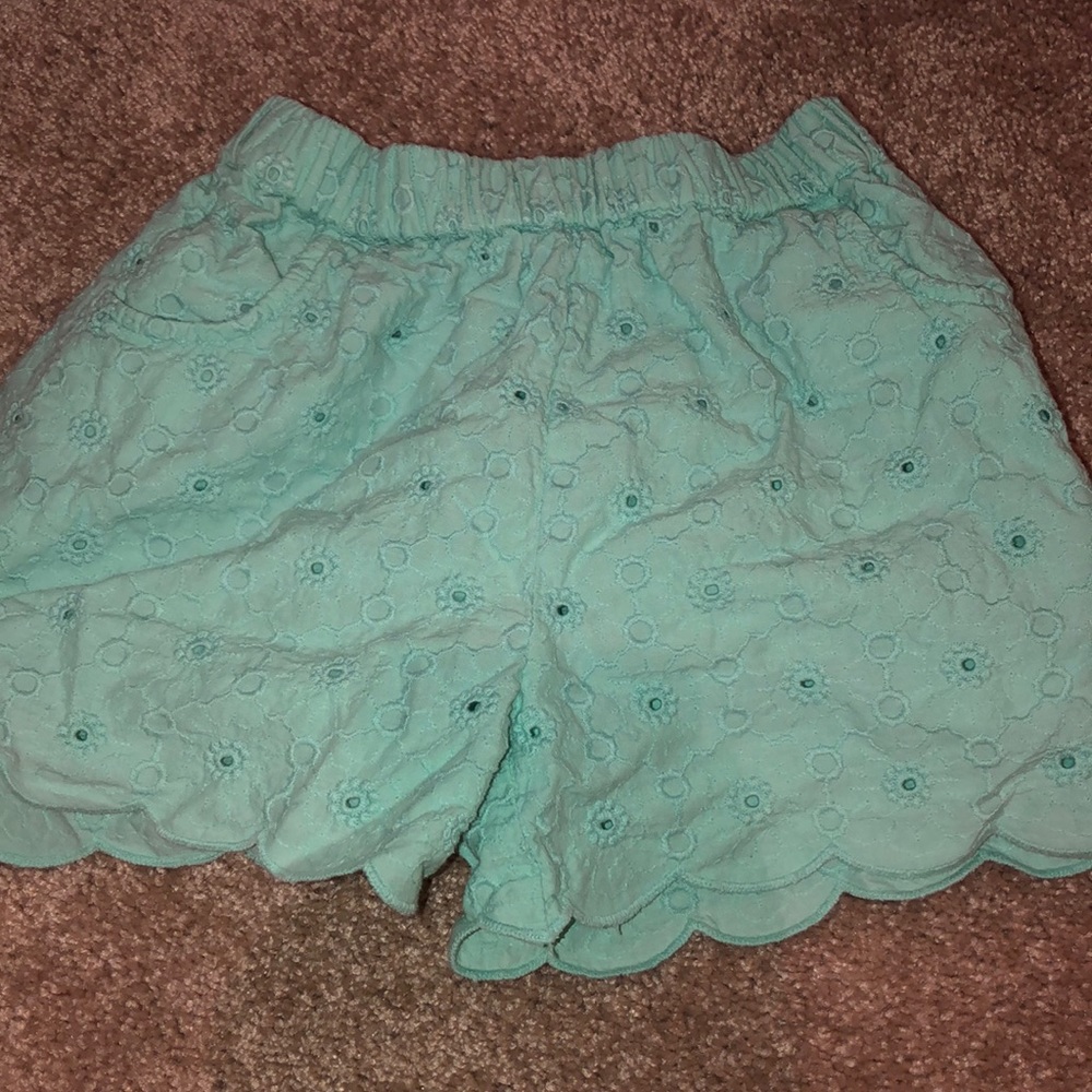 eyelet design mint green shorts
